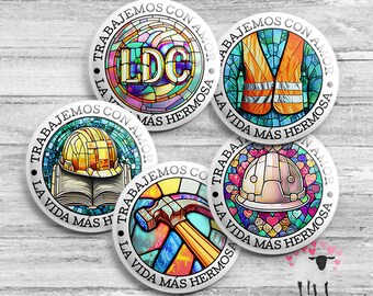 SPANISH LDC Buttons - Trabajemos con amor - la vida más hermosa - JW Local Design Construction - Voluntario