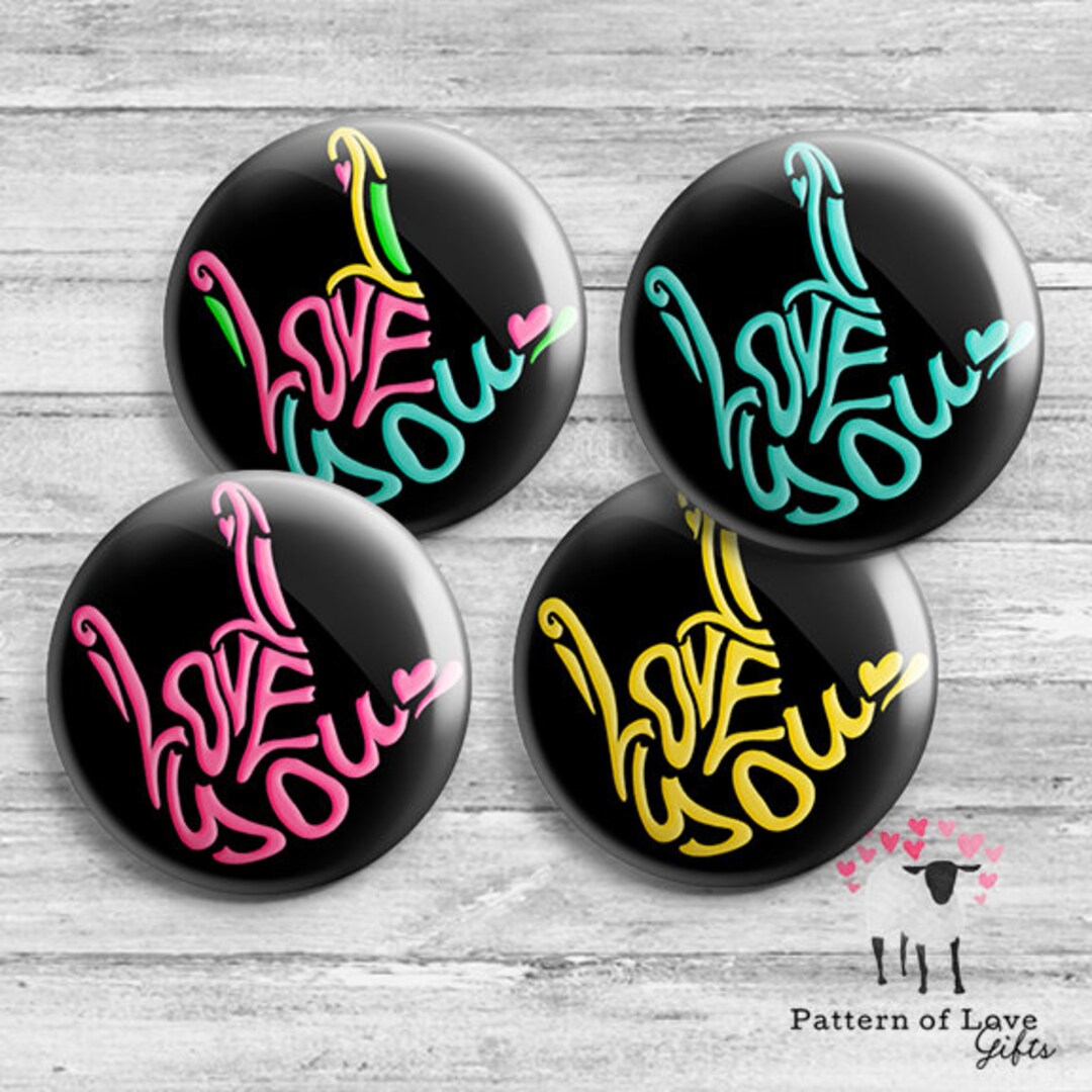 ASL i Love You Sign Language Buttons - Etsy