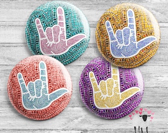 ASL - "I Love You" Sign Language Buttons