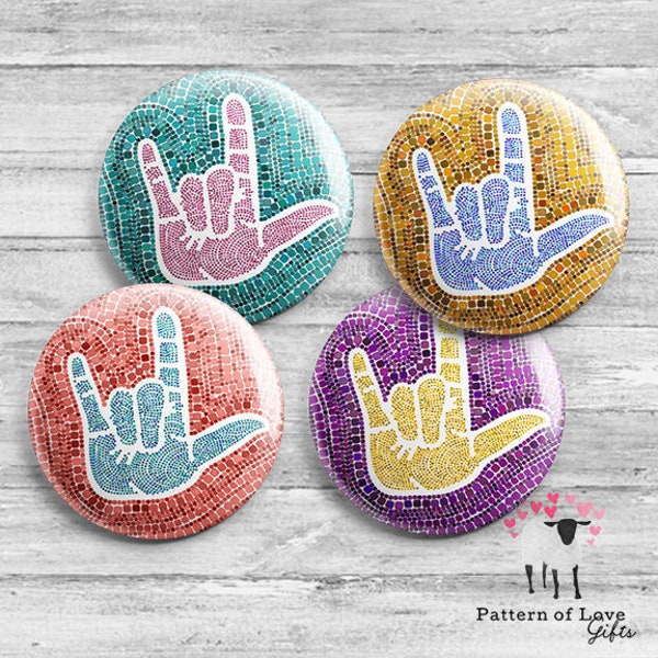 ASL - "I Love You" Sign Language Buttons