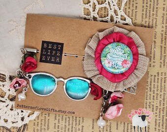 OOAK - Vintage Textile Lapel Brooch Pin