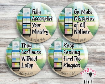 Cart Witnessing - Make Disciples - Fully Accomplish Your Ministry - Continue without Letup - JW Pioneer School Ministry Gift Buttons