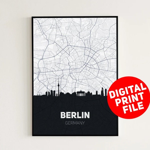 Black and White Map of Germany - Etsy