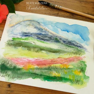 Original watercolor landscape