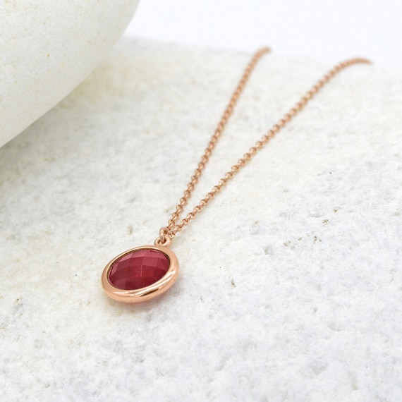 Red Square Silver Pendant Necklace Red Rubin Faux Stone Tiny Silver Pendant St Valentines Gift Silver Necklace Last Chance Gift