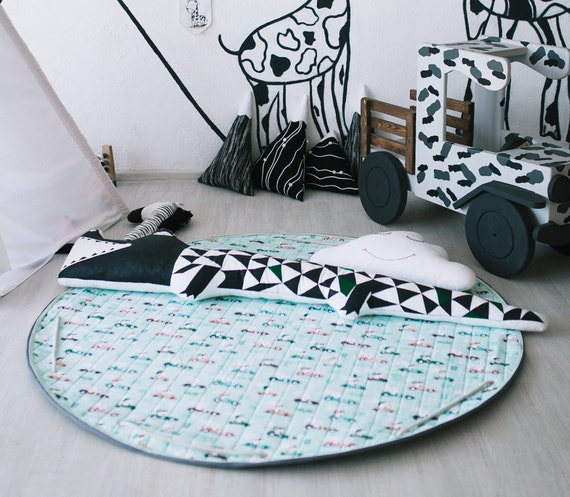 Round Baby Play Mat Playroom Decoration Nursery Room Decor Etsy