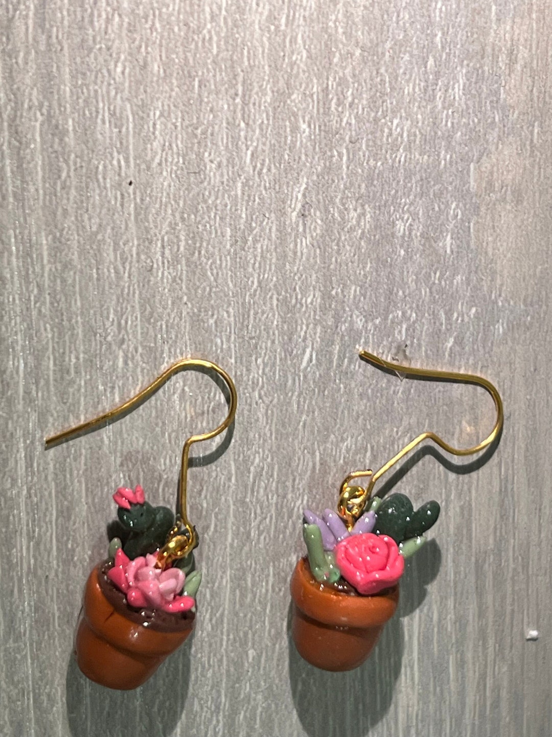 Clay Succulent Flower Pot Earrings Etsy