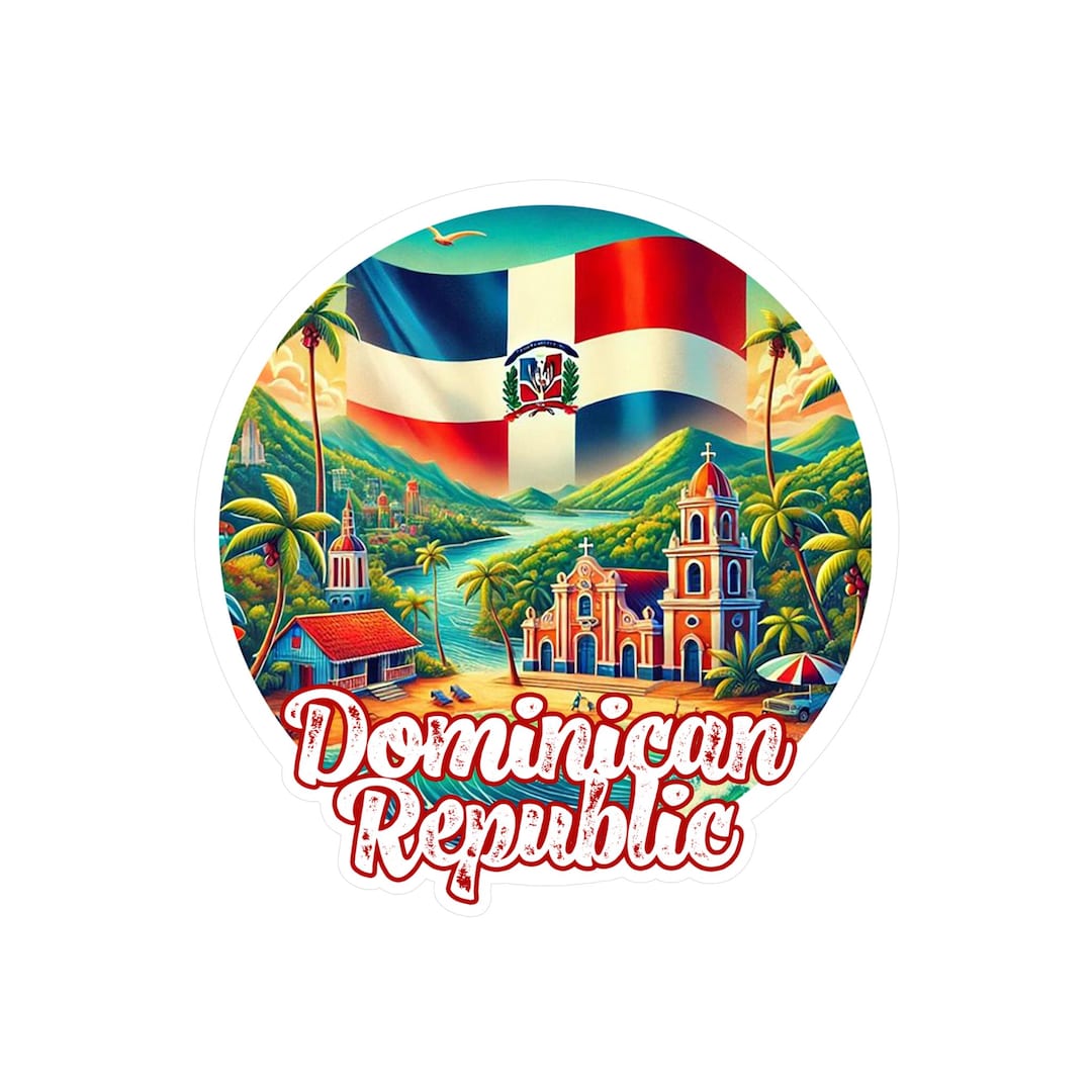 Colorful Dominican Republic Kiss-cut Vinyl Decals, Tropical Stickers ...