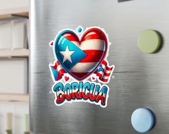Boricua Heart Kiss-Cut Vinyl Decal | Puerto Rican Pride Sticker for Car, Laptop, Gifts, Home Decor, Puerto Rico Celebration