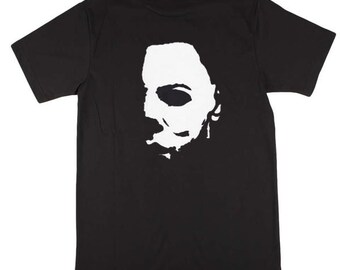 Halloween T-Shirt Michael Myers Over The Banister Graphite Heather Tee Halloween T-Shirt Michael Myers Over The Banister Graphite Heather Tee