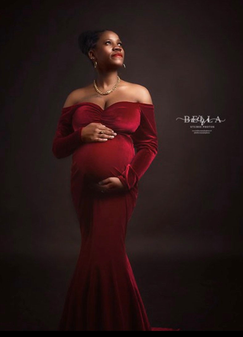 Velvet Photoshoot Maternity Dress Baby Shower Dress Maxi  