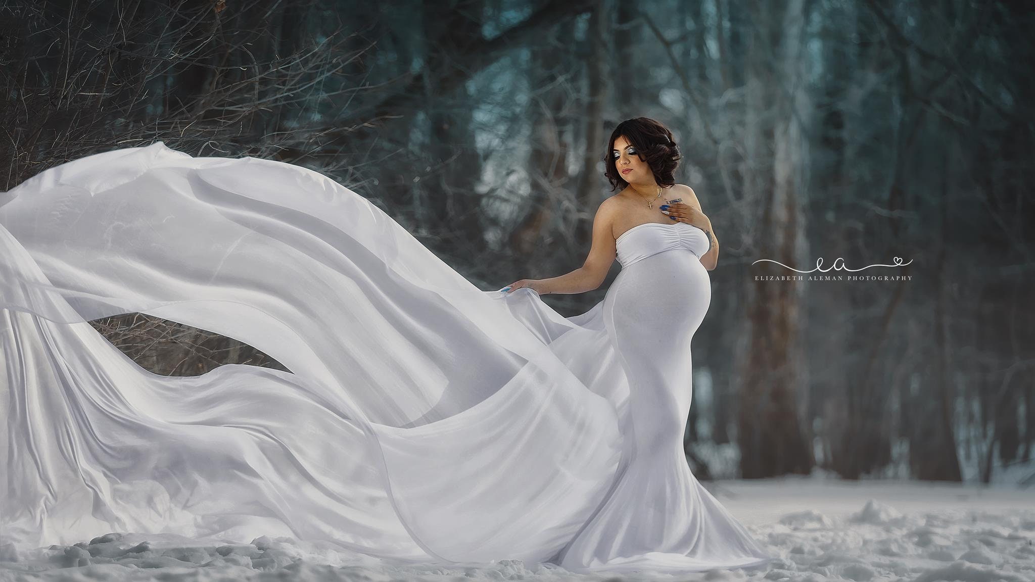 White Maternity Dress for Photo 