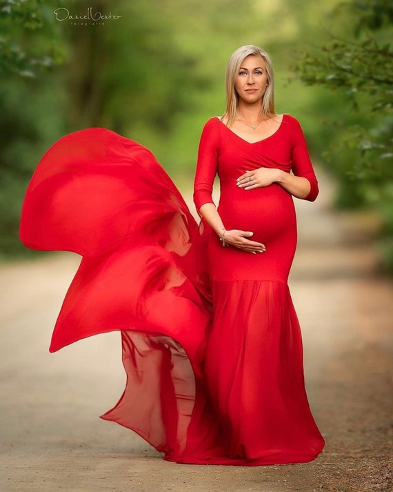 Ref Toss Chiffon Maternity Gown3/4 