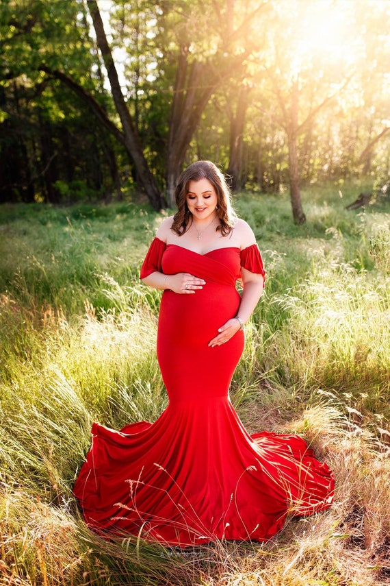 Ruby Red Jersey Mermaid Maternity Dress Sweetheart Drop | Etsy