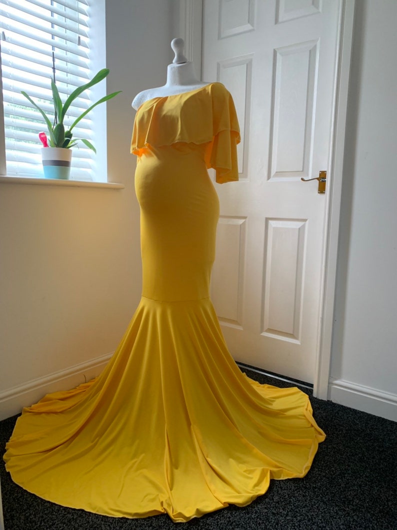 Yellow Fitted Mermaid Maternity Dress for Photo Shoot | Etsy