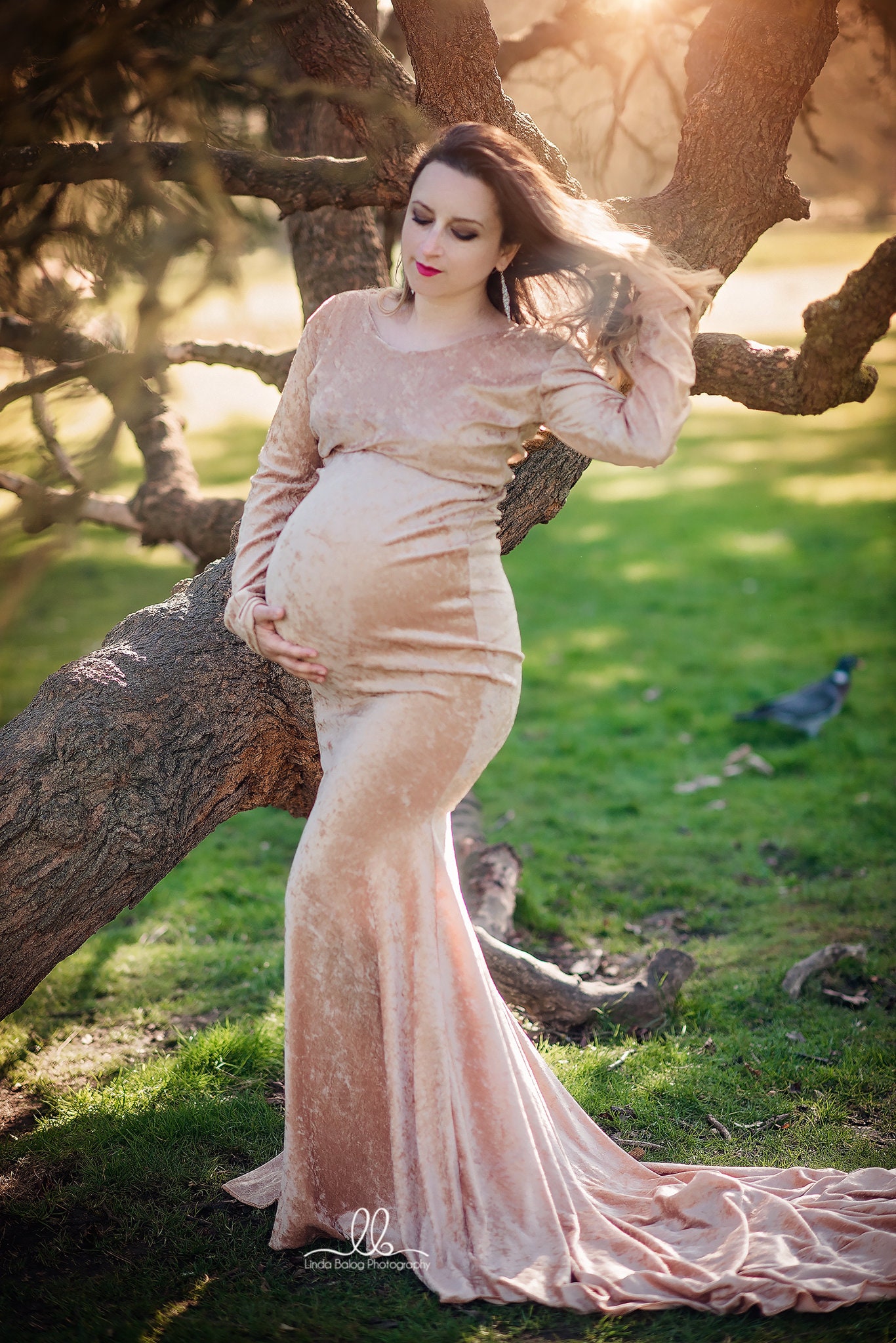 Velvet Fitted Modest Maternity Dress lisa on Shoulder Long Etsy