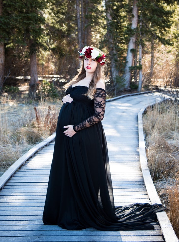 Kelly Black Lace Maternity Dresschiffon 