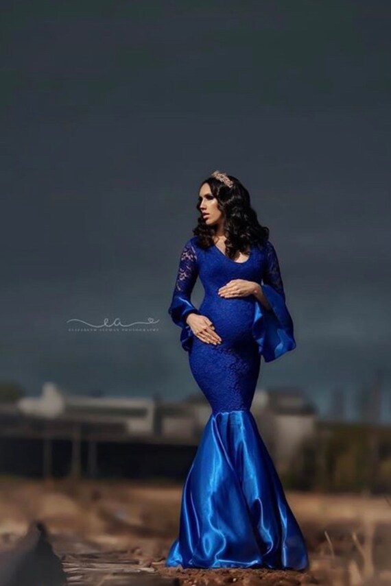 Boho Satin Lace Maternity Dress for Photoshoot Boho Baby Shower