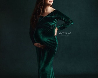 Velvet maternity maxi dress, Wedding dress, baby shower dress, photoshoot dress