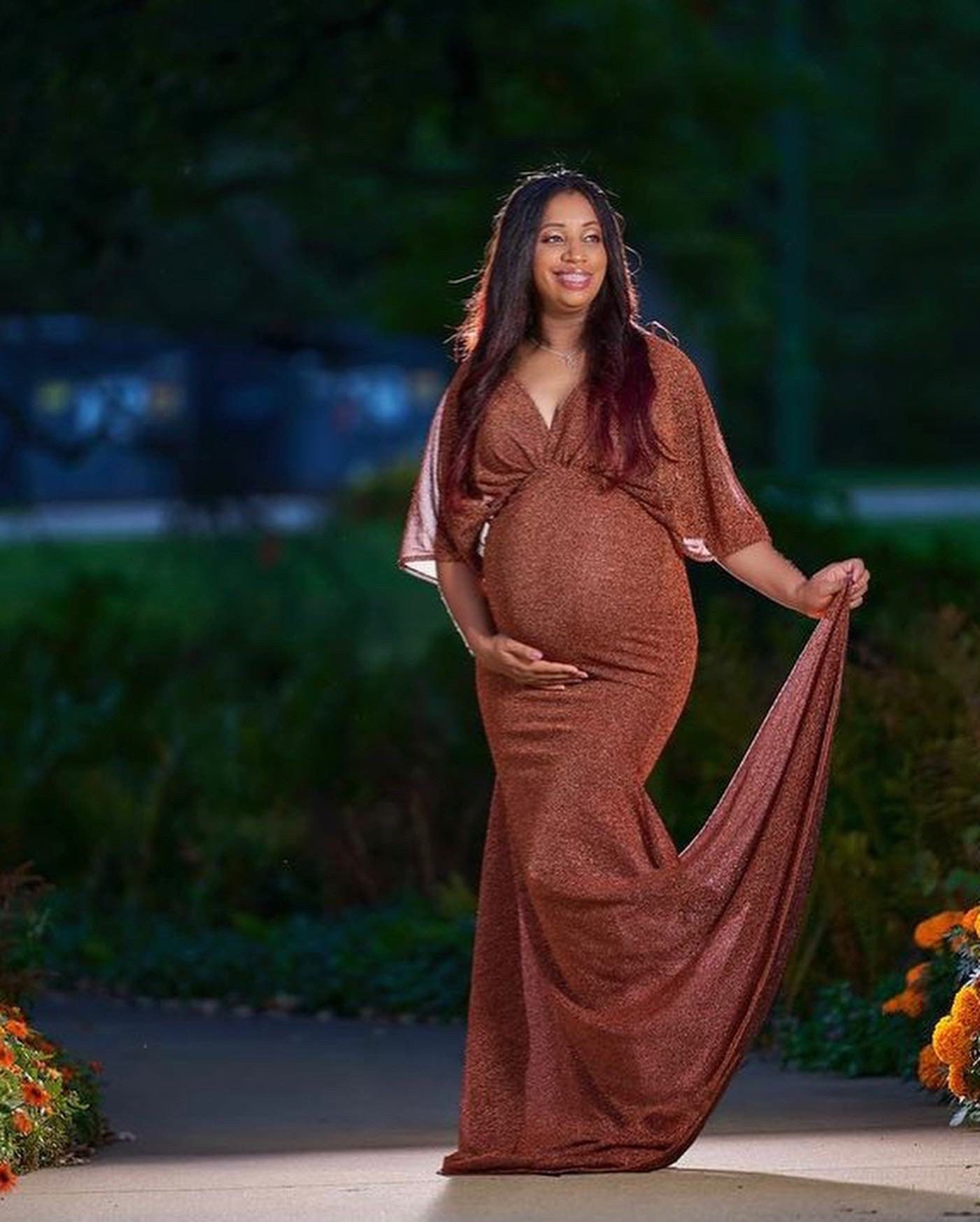 brown maternity dress