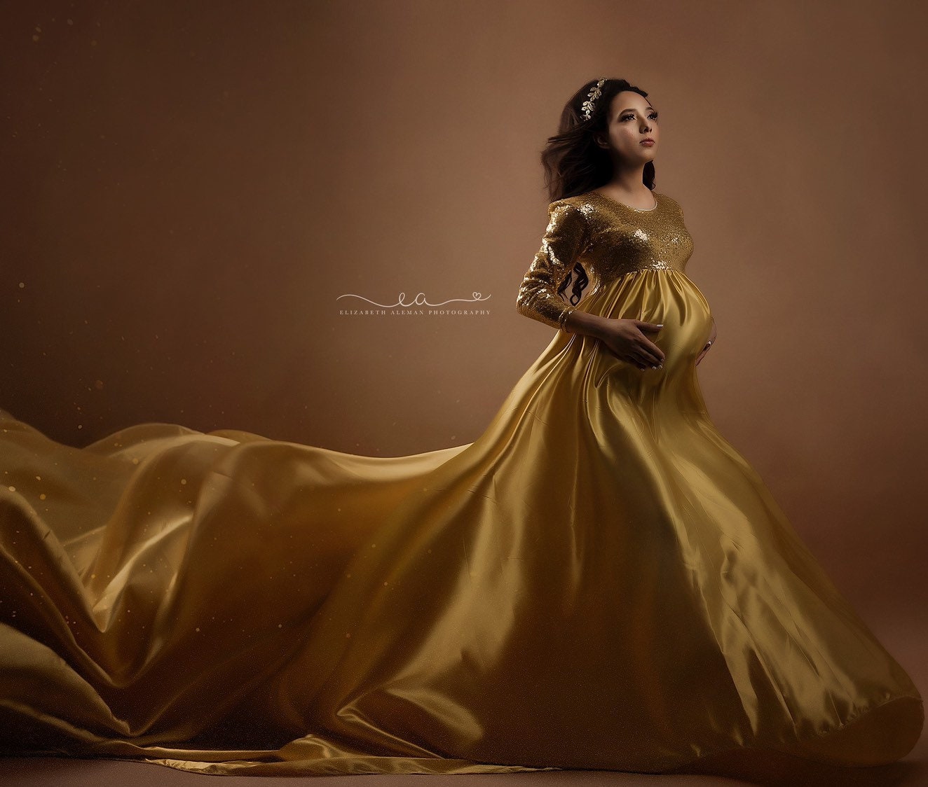 maternity gold dress