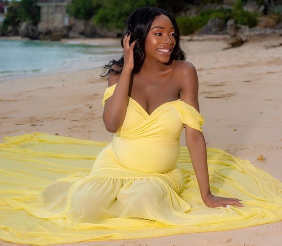 yellow chiffon maternity dress
