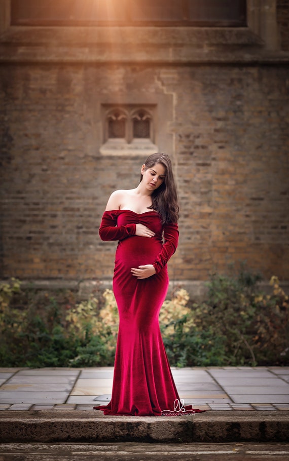 Maternity Gown In Scarlet Red Jersey Dress - June Bridals