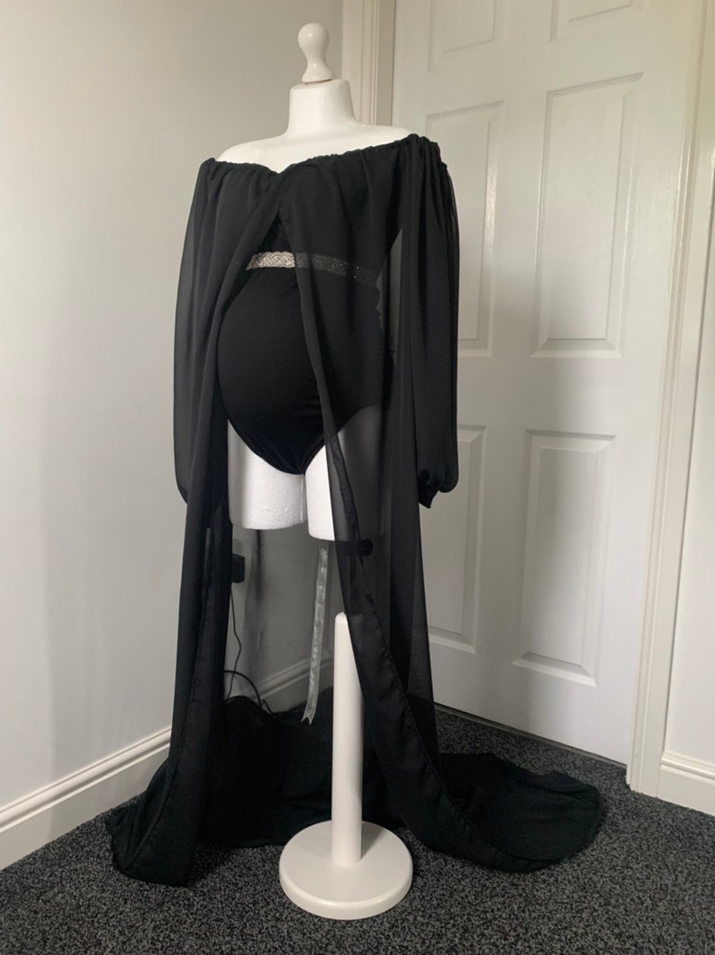 Long Sle Maternity Dress Black 3 way to use Convertible Maternity Dress for Photo Shoot|Chiffon Black Maternity Bodysuit|Boudoir|Bodysuit