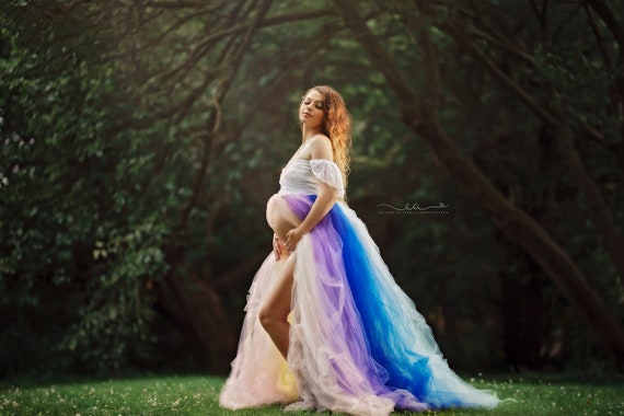 rainbow maternity gown