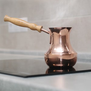 Miedziany turecki dzbanek do kawy, Ręcznie robiony miedziany cezve, Zaparzacz do kawy, Miedziany cezve do kawy - 500 ml / 17 Oz