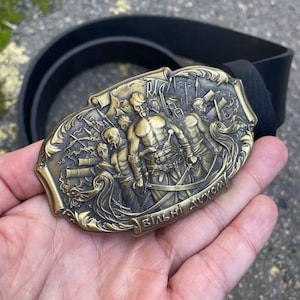 Cossack brass belt buckle, Viking brass belt buckle, Custom belt with brass buckle, Warrior belt buckle