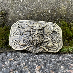 Odin Thor belt buckle, Viking belt buckle, Valhalla warrior belt buckle, Scandinavian belt buckle
