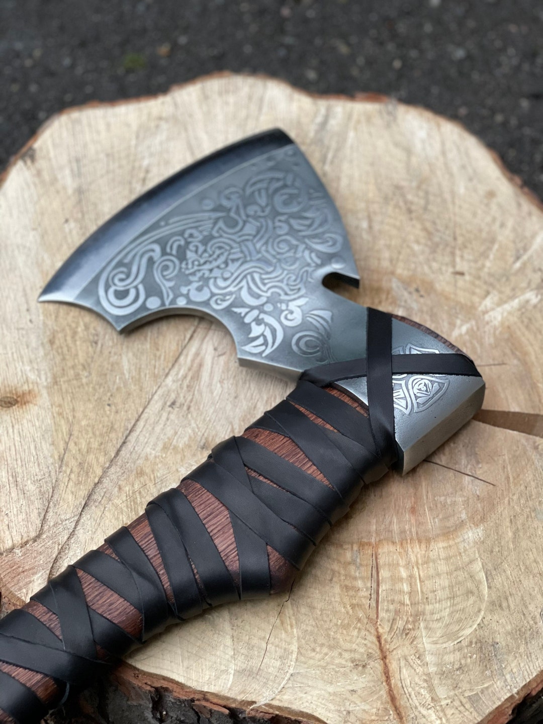 Custom Viking Axe With Etching Steel Hiking Axe Camping Etsy