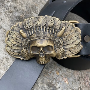 Skull brass belt buckle, skull solid belt buckle, Skeleton head belt buckle