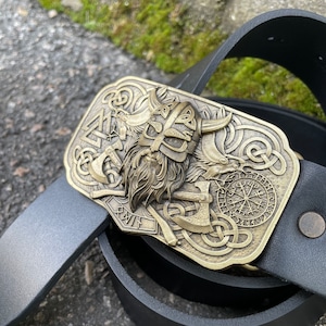 Fenrir belt buckle, Viking brass belt buckle, Custom belt with brass buckle