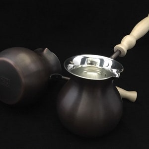 Türkische Kaffeemaschine Geschenk, Kupfer Kaffeekanne, gehämmerte türkische Cezve Kupfer Patina - 150 ml / 5 oz