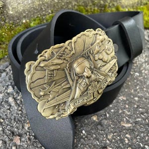 Jet fighter belt buckle, Aviator belt buckle, The Ghost of Kyiv, Custom belt with brass buckle