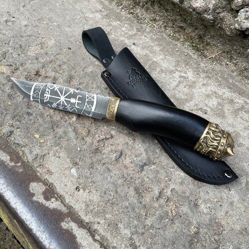 Viking shops knife, Vegvisir knife, Bushcraft knife, Handmade camping knife