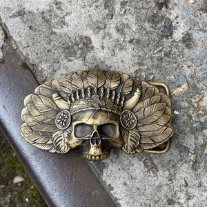 Skull brass belt buckle, skull solid belt buckle, Skeleton head belt buckle