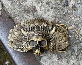 Skull brass belt buckle, skull solid belt buckle, Skeleton head belt buckle