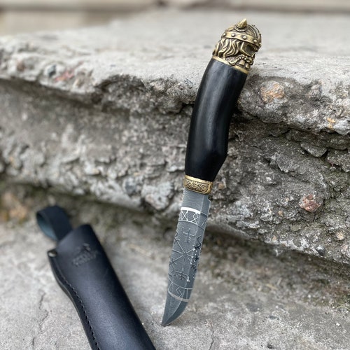 Viking shops knife, Vegvisir knife, Bushcraft knife, Handmade camping knife