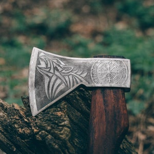 Fenrir viking axe, Camping Wolf axe, Custom Viking axe with etching
