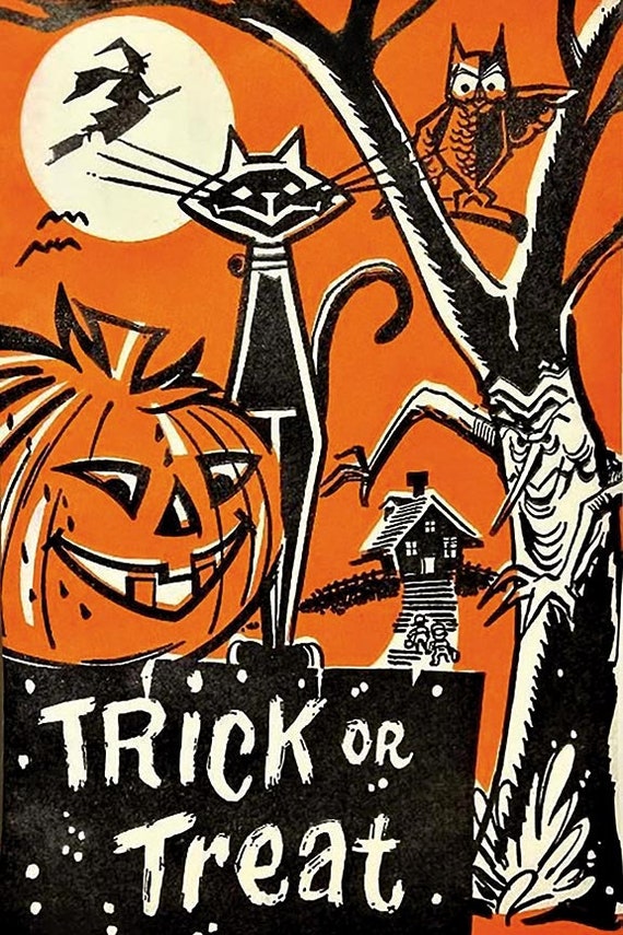Vintage Halloween Trick or Treat Vinyl Banner Etsy