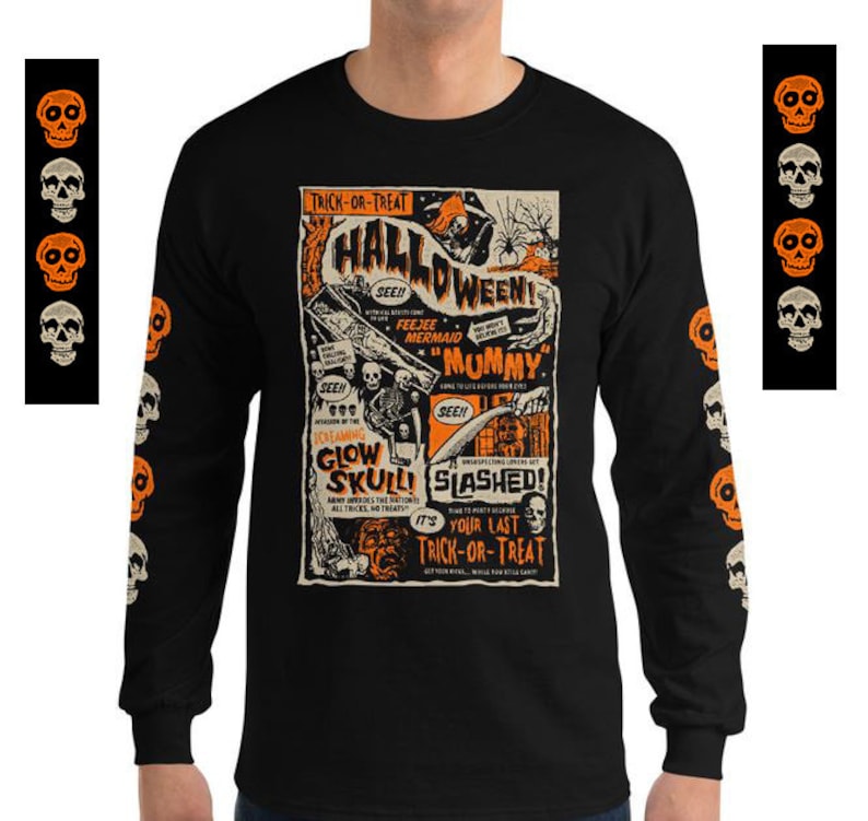 Vintage Retro Halloween Long Sleeve Tshirt Etsy