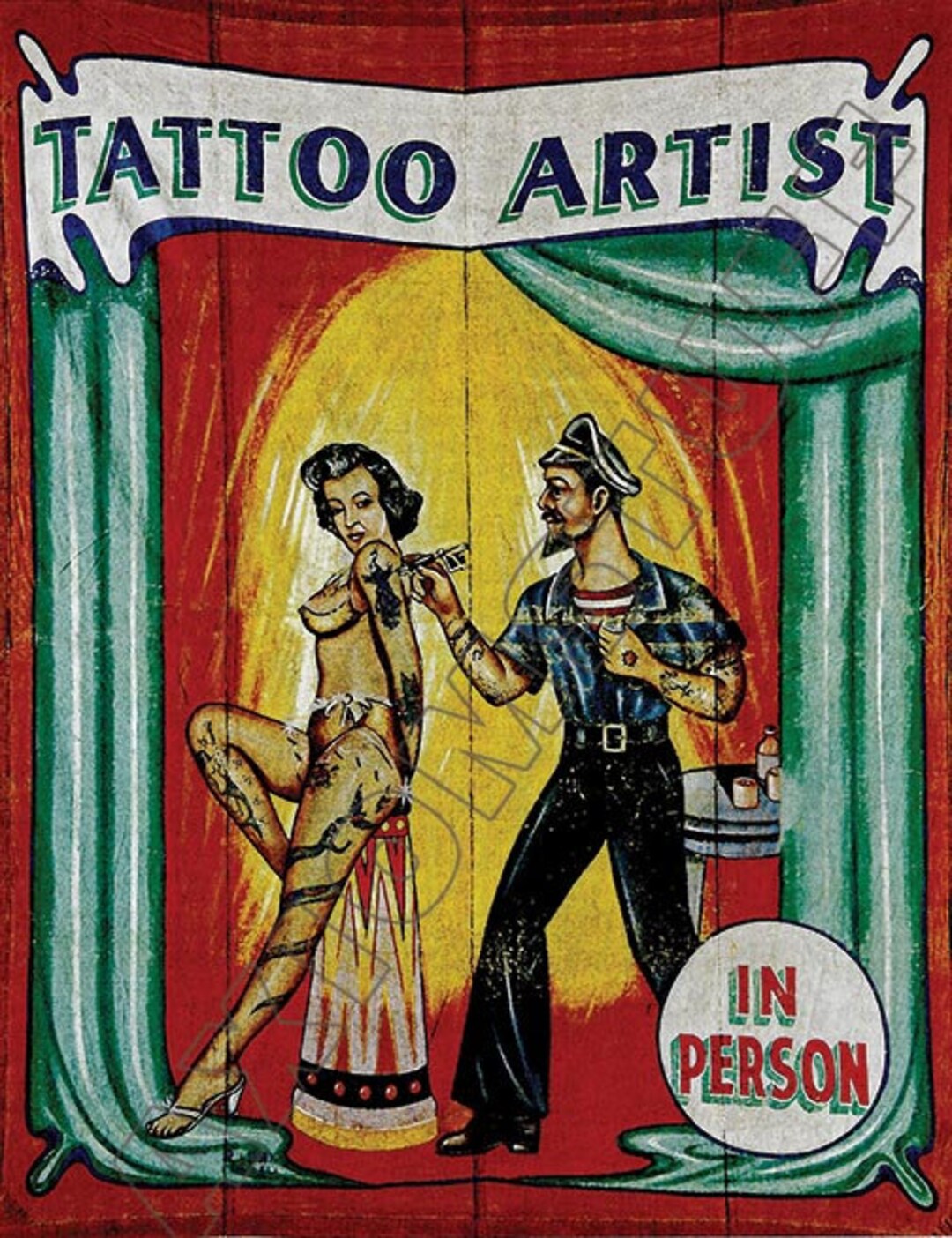Sideshow Banner Tattoo Artist Etsy