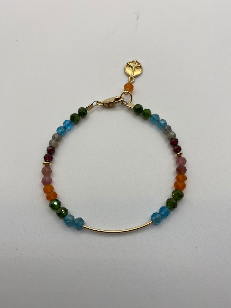 Stone Jewelry l 14k Peace Charm Emerald Ruby Lapis Gemstone Carnelian Apatite Labradorite Peaceful Bracelet Garnet