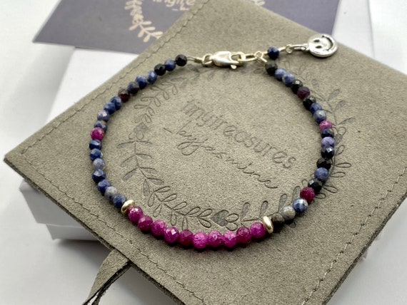 Bracciale concentrato zaffiro e pietra rubino gioielli in