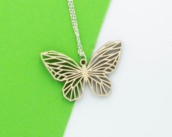 Butterfly Geometric Wooden Necklace