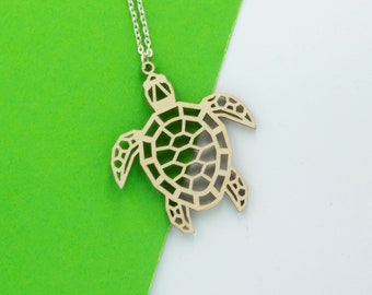 Turtle Geometric Wooden Necklace