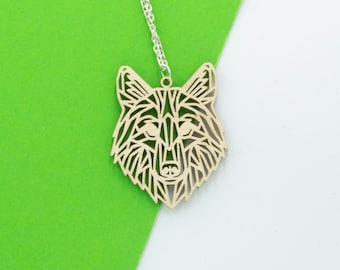 Wolf Geometric Wooden Necklace